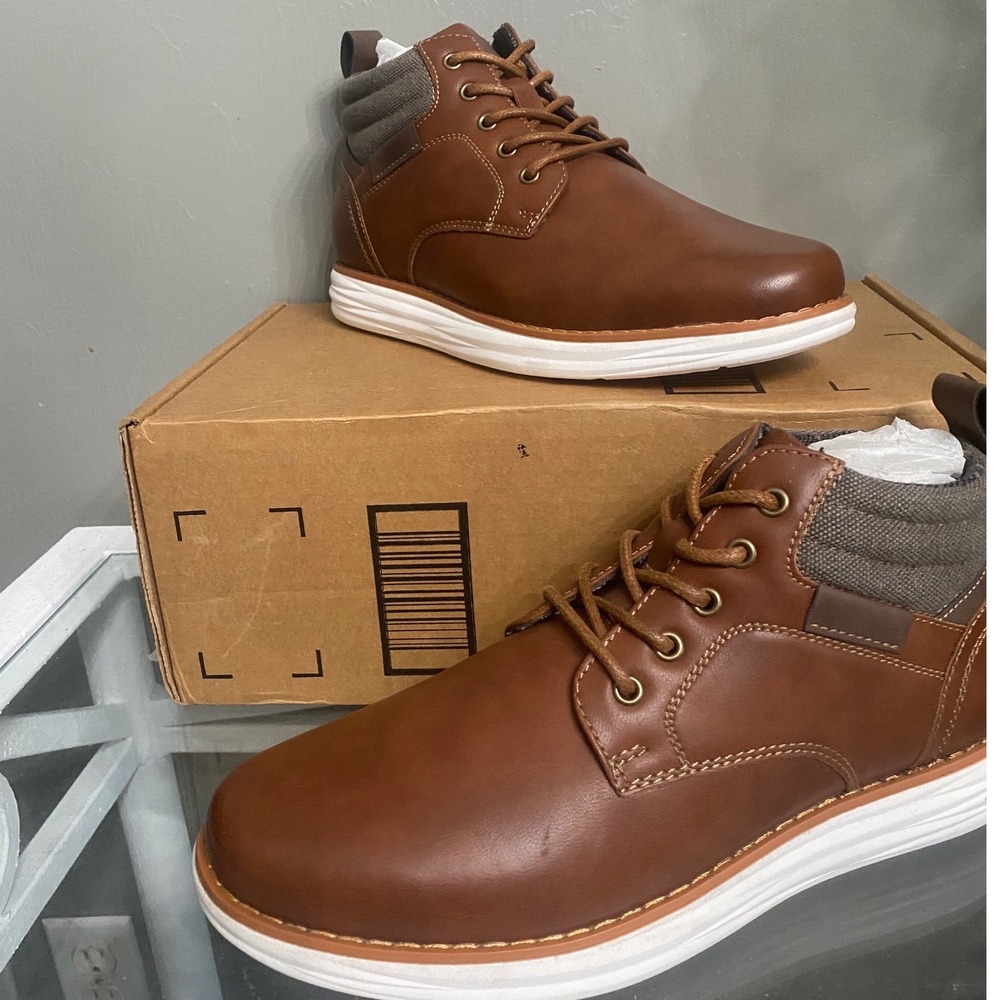 Bruno Marc Grand-High Mens Brown Faux Leather Chukka Boots Sneaker Sole US 7